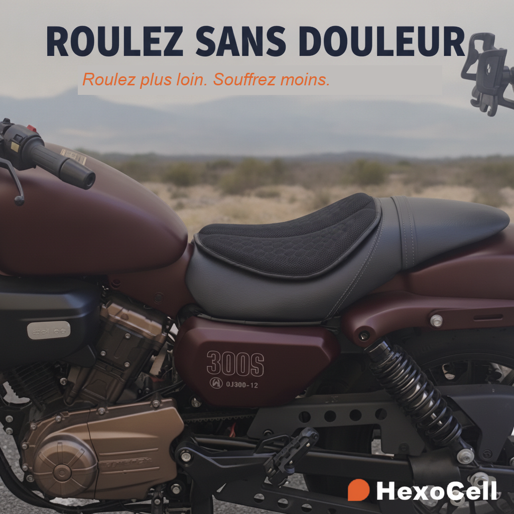 HexoCell — Coussin Gel Moto (Solo Pilote)